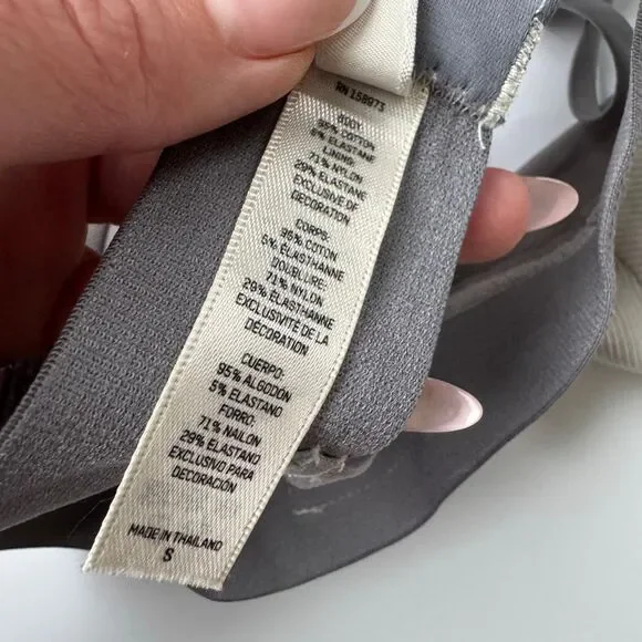 Skims Cotton Plunge V Ribbed Triangle Gray Bra Bralette Size Small - Picture 7 of 7